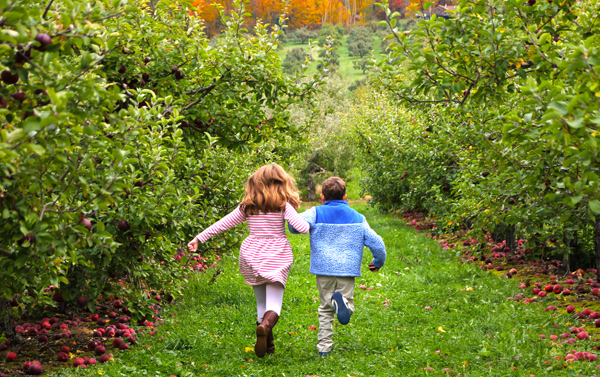 Kids running at Bartlett's Orchard. Photo by Kacey Hatch.