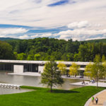 The exterior of the Clark Art Institute overlooking the relecting pool