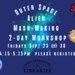 Inspired by September’s theme of NASA’s Artemis Missions, we will examine and discuss creatures from the worlds of science fiction and mythology to inform our creative direction as we make original masks.