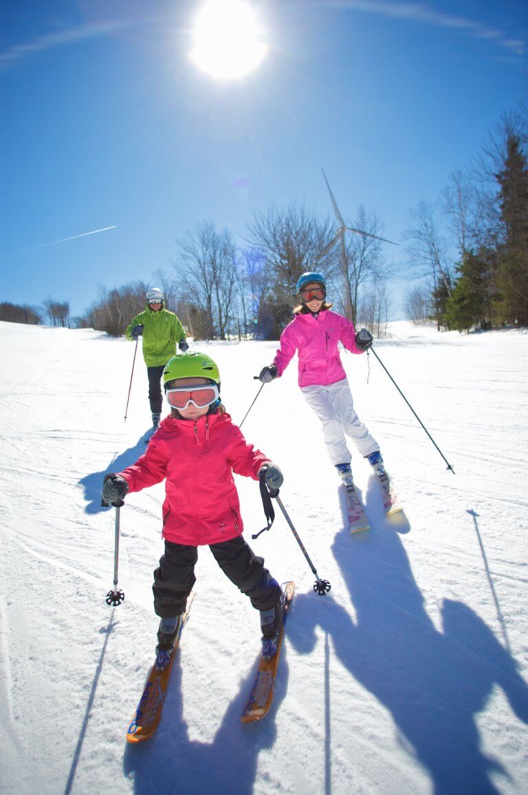 A family skiing at Jimmy Peak in the Berkshires.