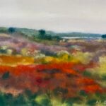 A painting of West Basin on Martha's Vineyard in October, featuring rich fall colors of the landscape