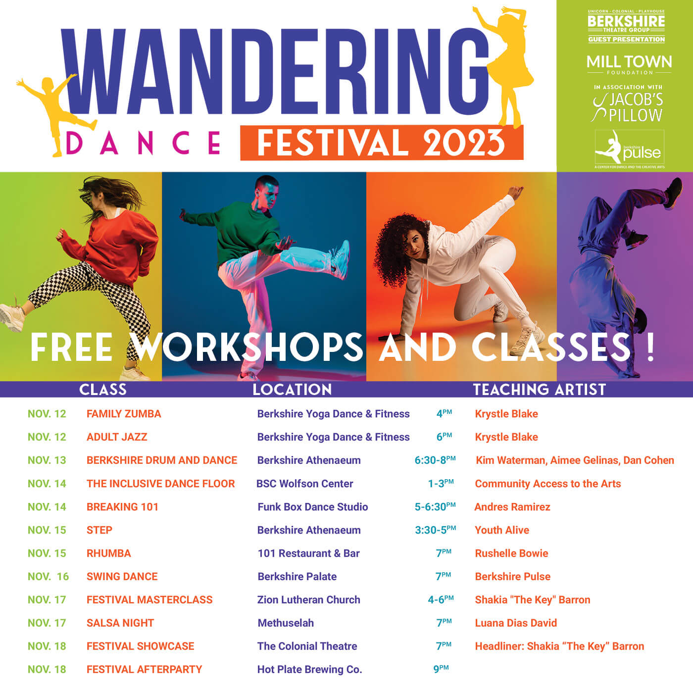 Wandering Dance Festival Schedule