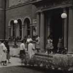 Black and white photo of the front of Berkshire Museum from the 1960s