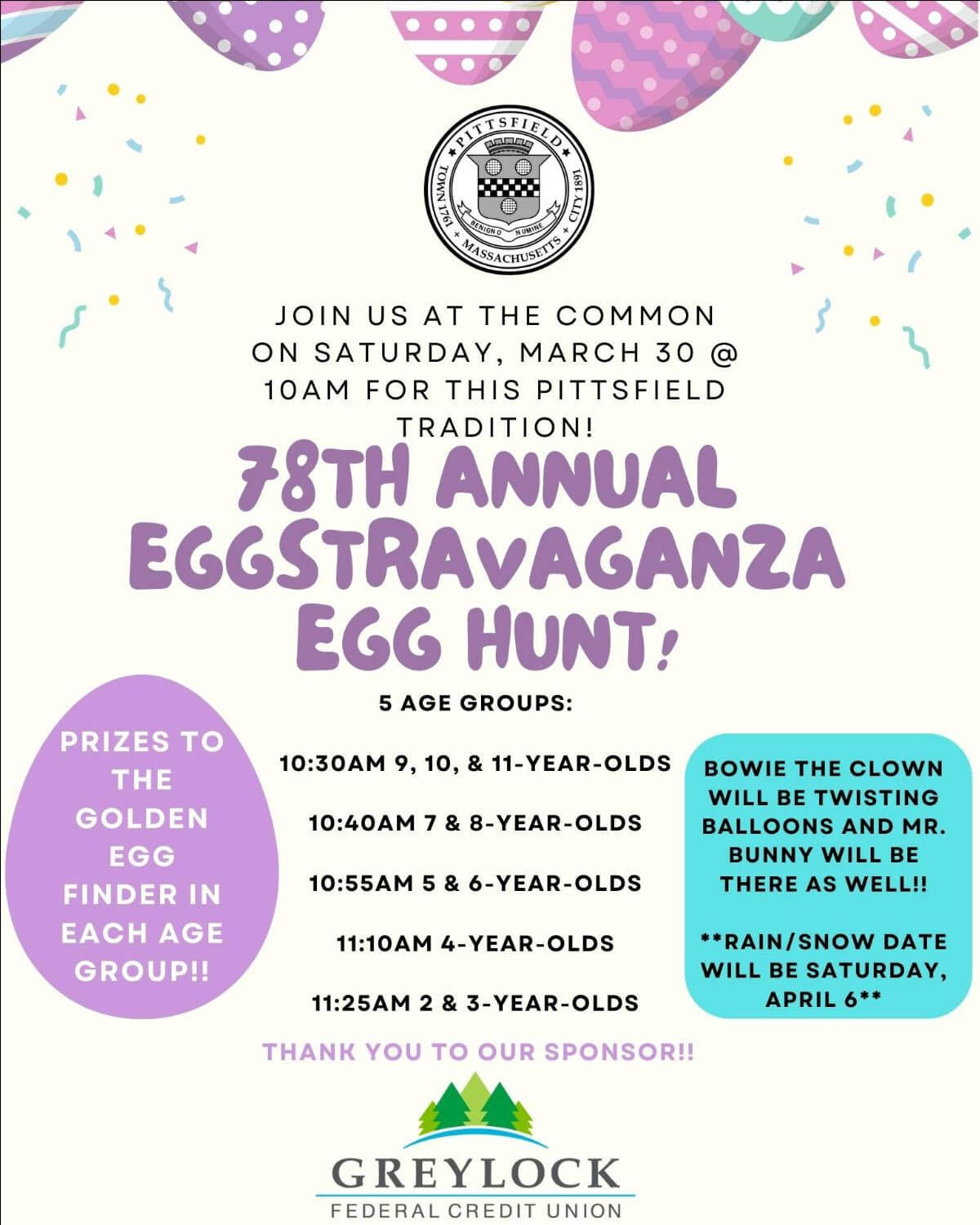 Pittsfield Easter Egg Hunt on March 30