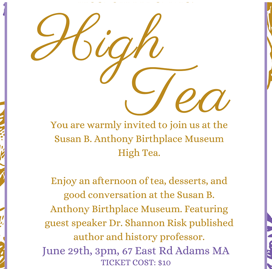 Join us for high tea at the Susan B. Anthony Museum