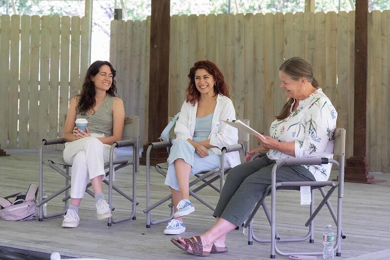 Three women discuss the arts at the Behind the Curtain Talks