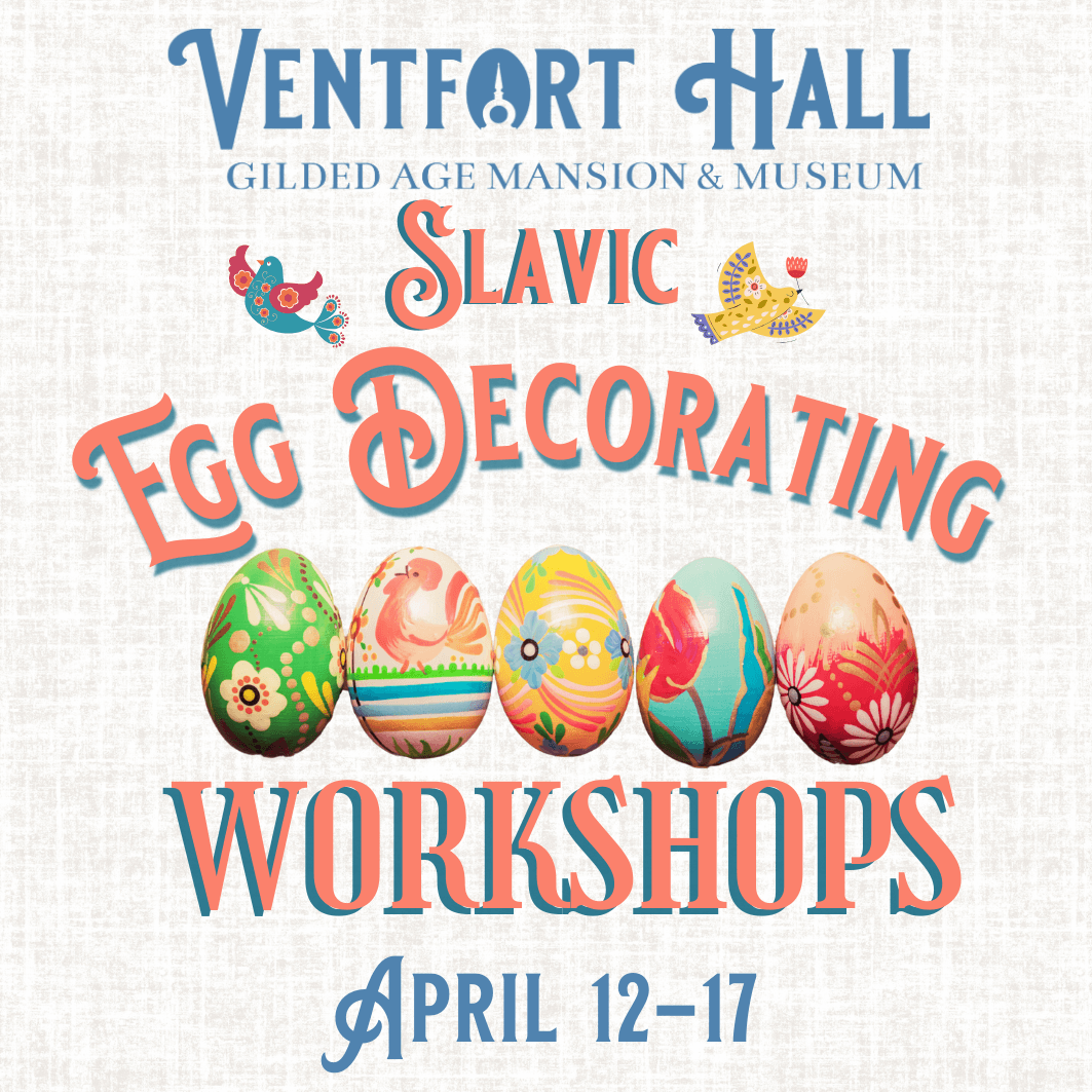 A flyer announcing slavic egg decorating workshops