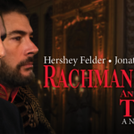 The profile of two men's faces alongside the title Rachmaninoff and the Tsar