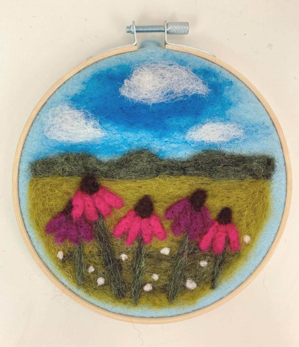 Felted flower workshop at Milne Library