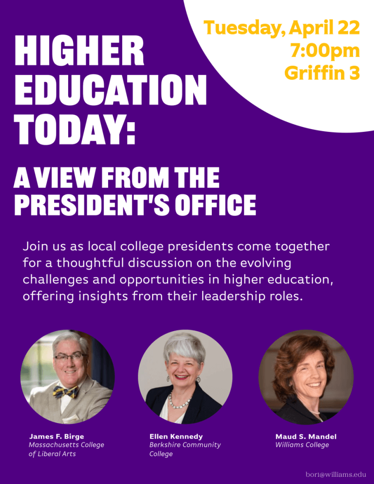 Williams college presents Higher Education Today: A View from the President's Office