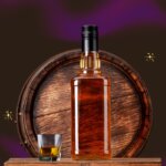A barrel and bottle of whiskey
