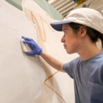 Artist Mariel Capanna at work in her studio
