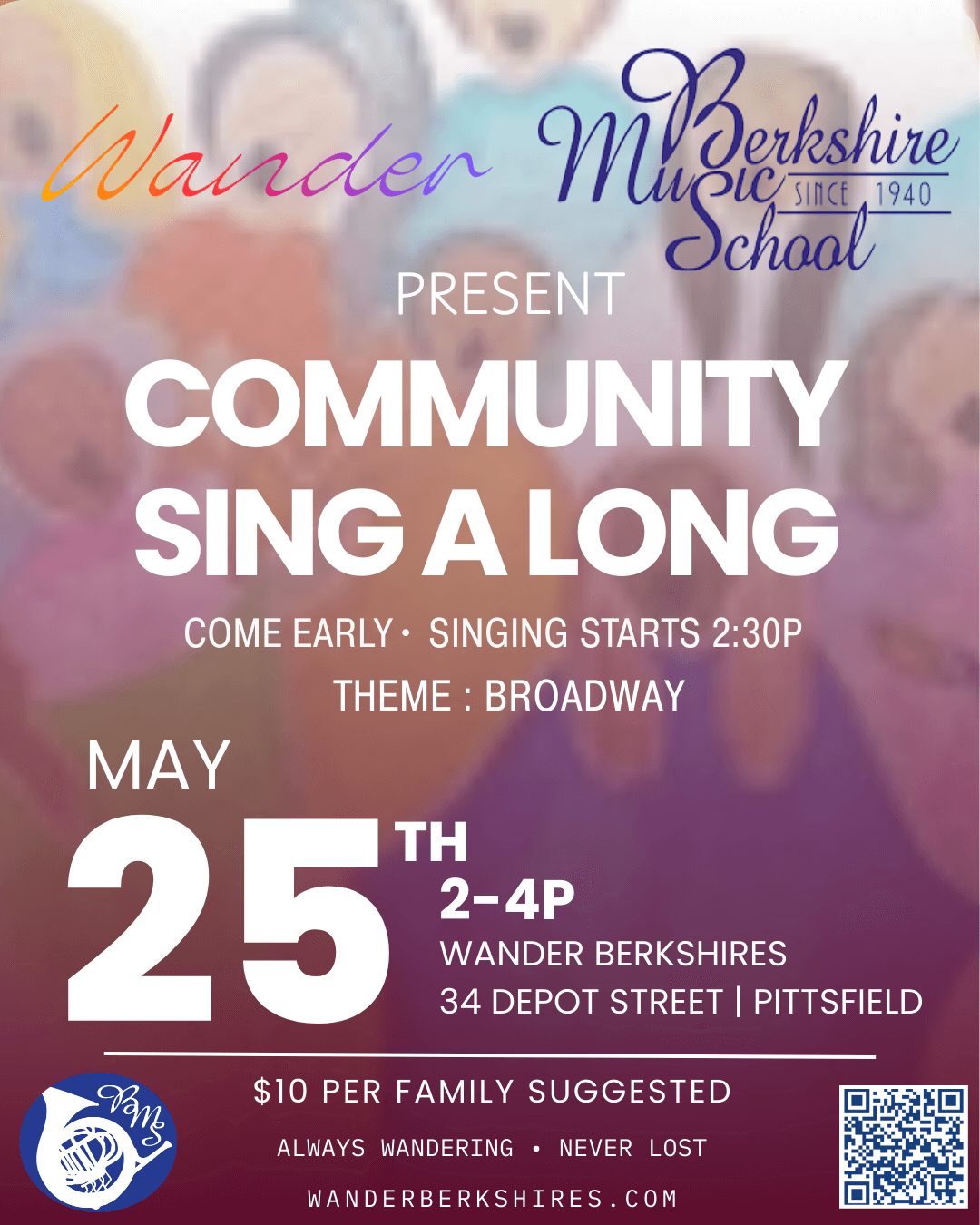 Flyer for community sing along at Wander