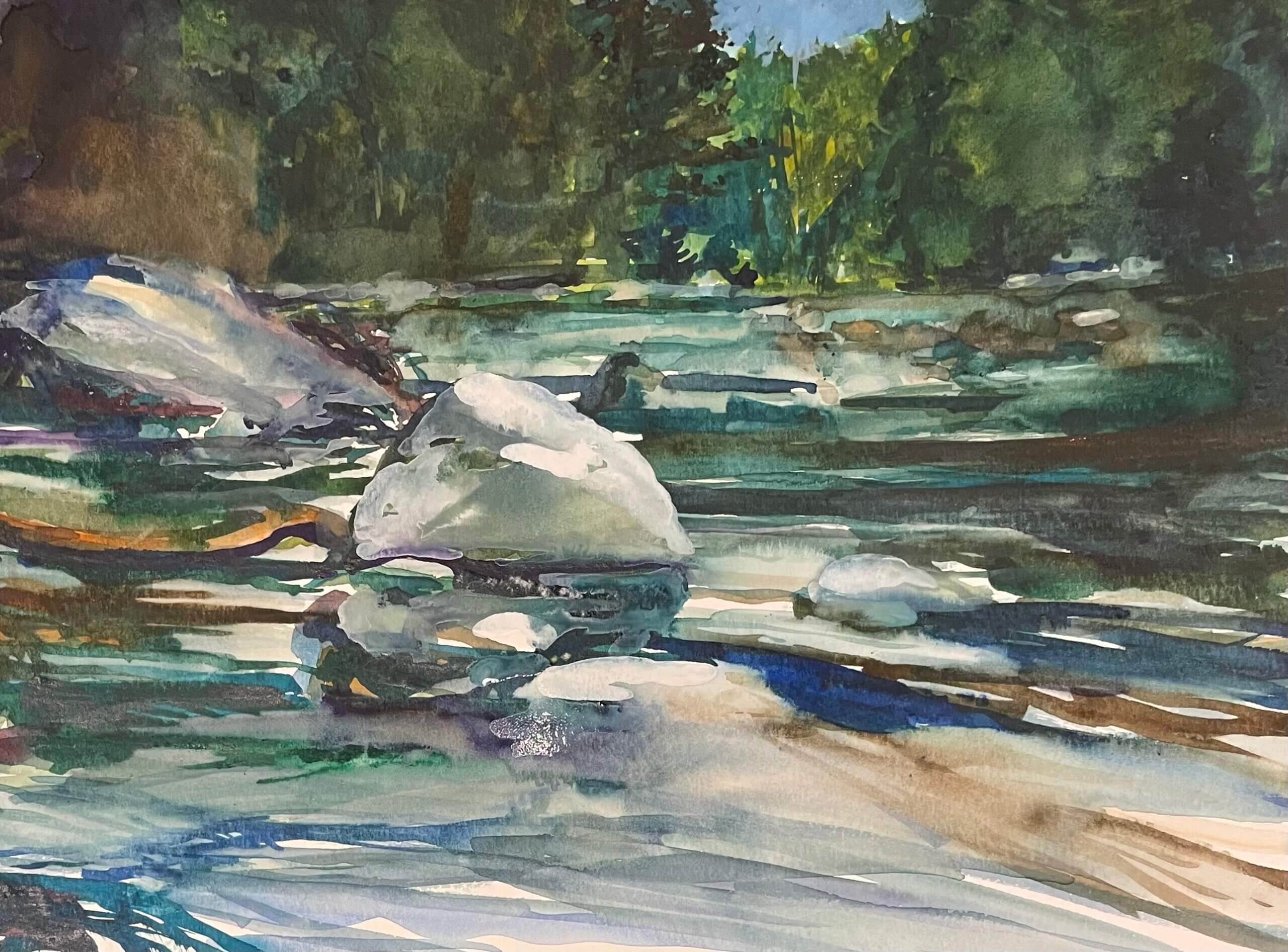 Water color painting of a Berkshires stream