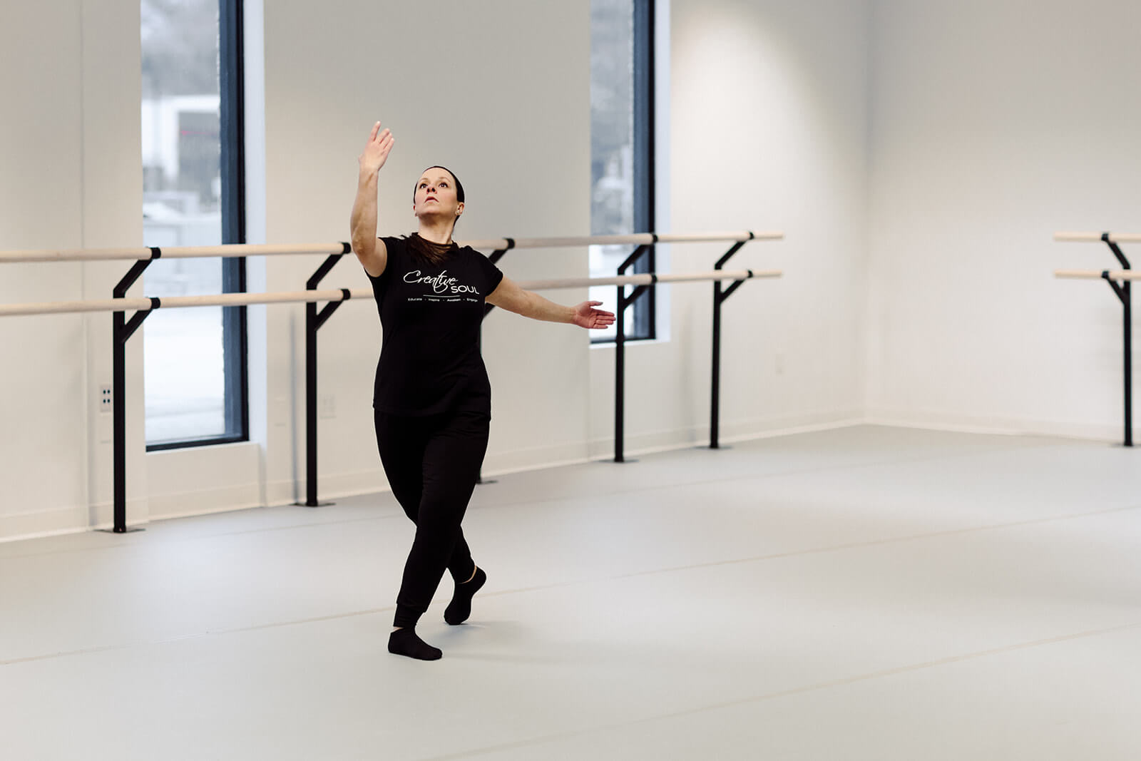 A dancer practicing her moves at Creative Soul