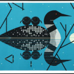 A family of loons as created by artist Charley Harper