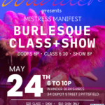 Flyer for Wander's Burlesque class and show