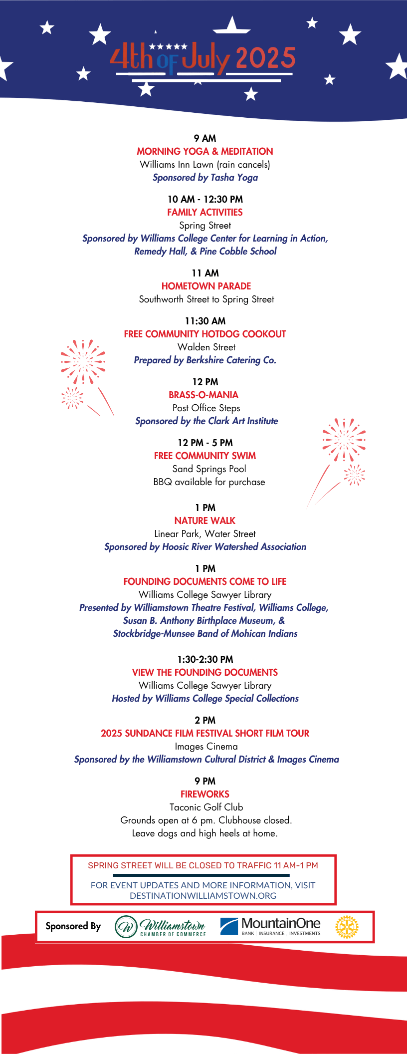 4th of july events at williamstown