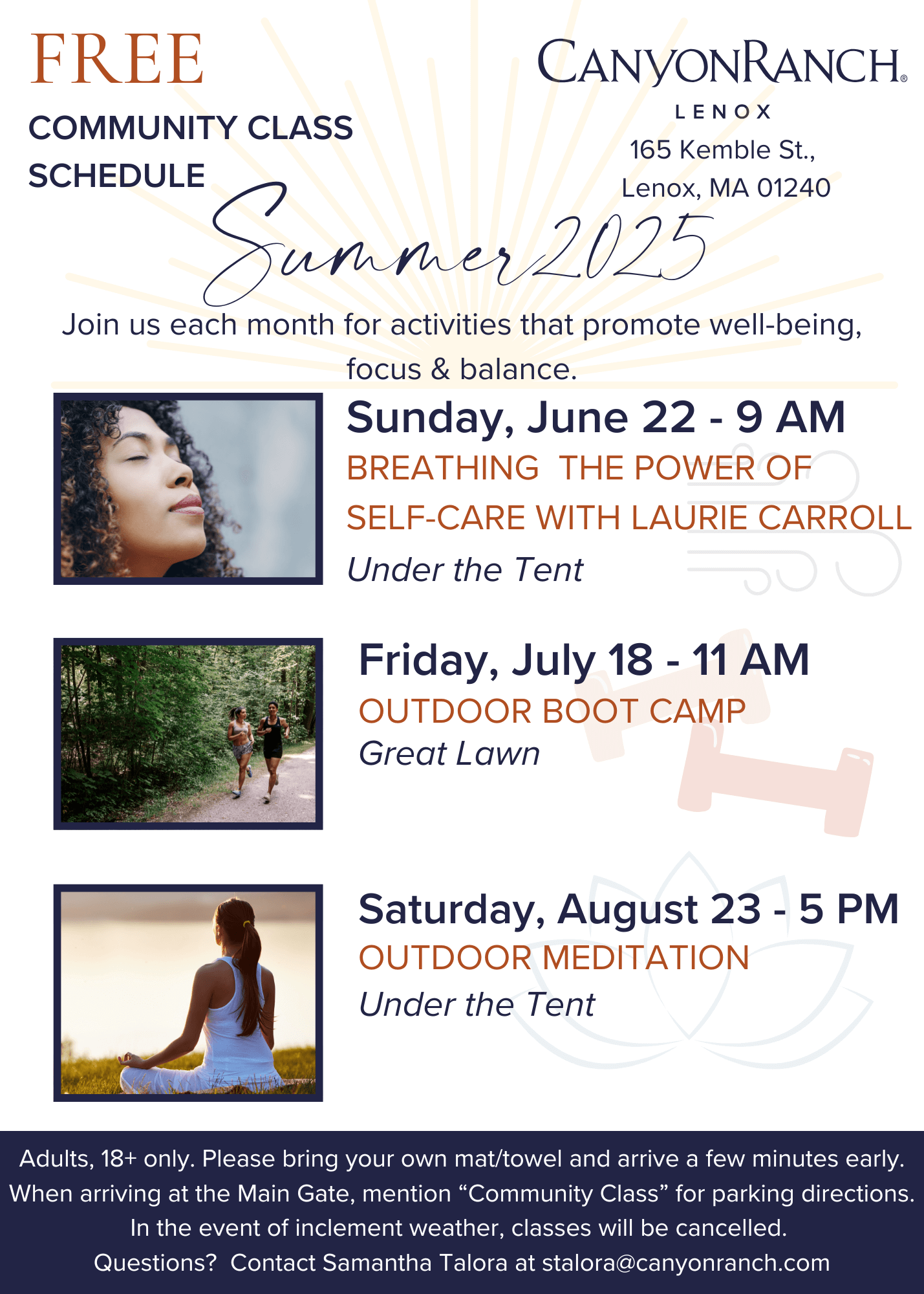 Free community classes at Canyon ranch