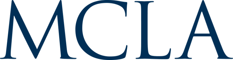 MCLA-Navy Logo Navy blue letters MCLA representing the Massachusetts College of Liberal Arts logo