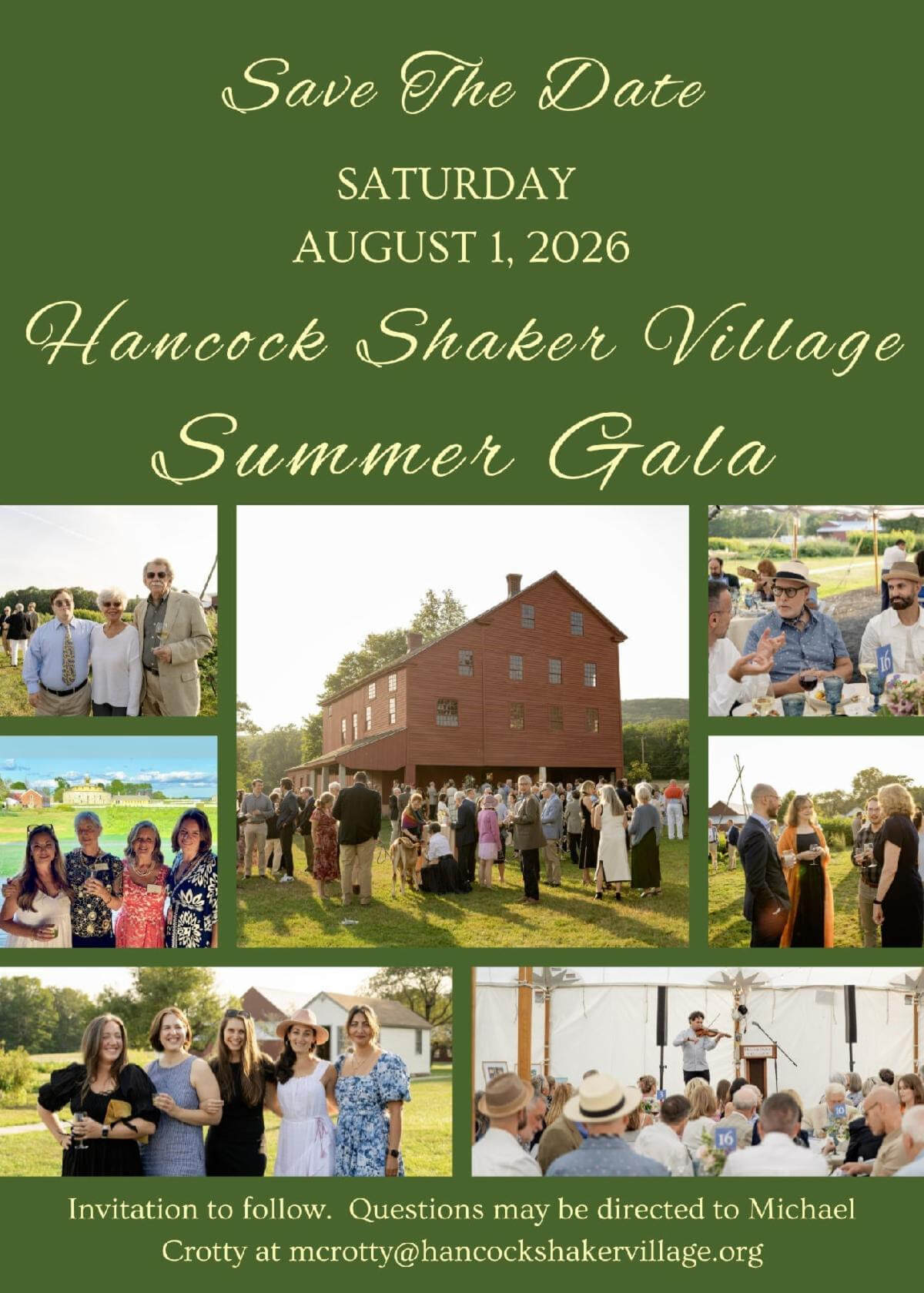 Save the date for the Hancock Shaker Village Gala