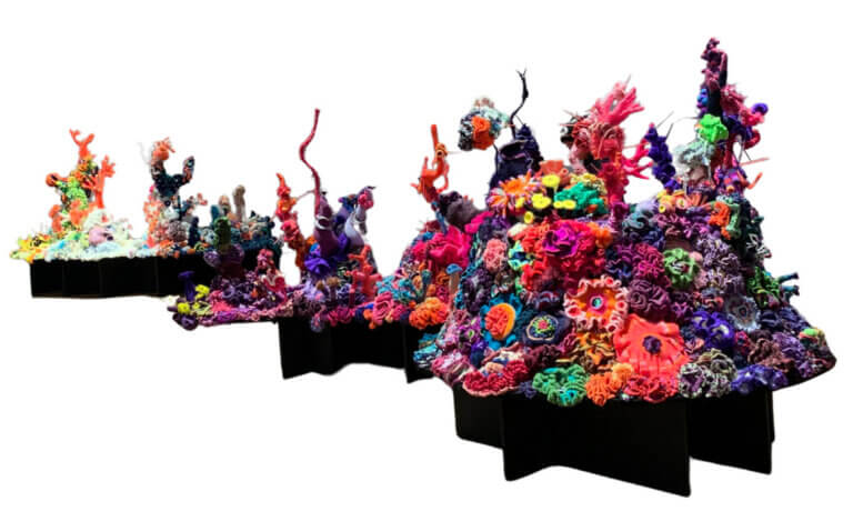 Crochet Reef installation at WCMA