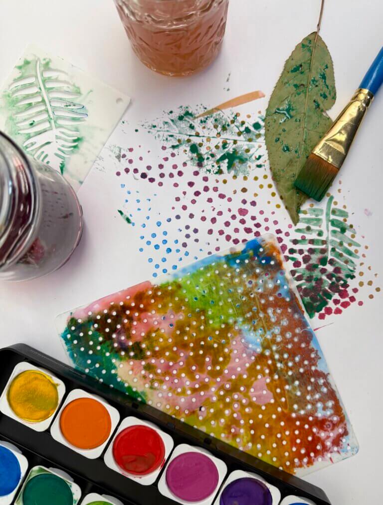 Stencil Watercolor class at Milne Library for ArtWeek