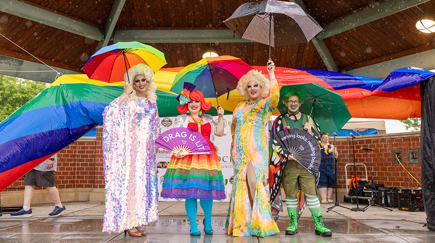Four people celebrate at Berkshire Pride 2025